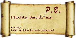 Plichta Benjámin névjegykártya