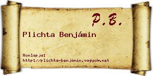 Plichta Benjámin névjegykártya